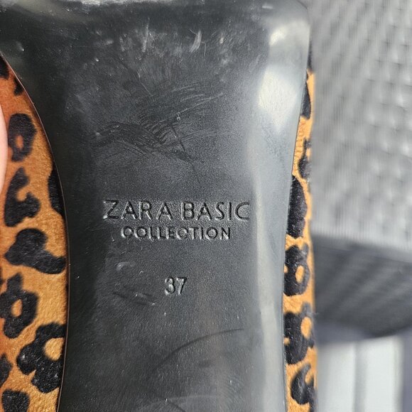 Zara Leopard Print High Heels Pointed Toe Stilettos Sexy Velvet Suede Size 37 - Picture 10 of 10